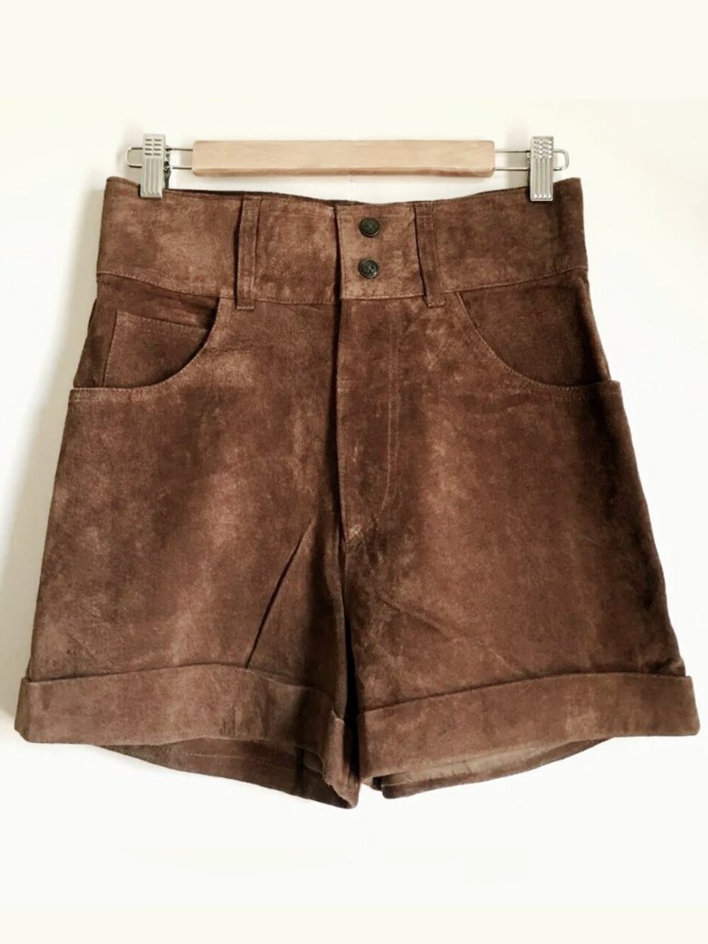Vintage Express Genuine Leather High Waist Shorts